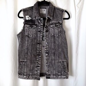Scotch & Soda Felix The Cat Acid Washed Gray Jean Vest Size XS Woman